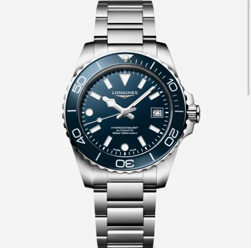 Relógio Masculino Longines HydroConquest 41mm Automático Azul - Prem AAA+