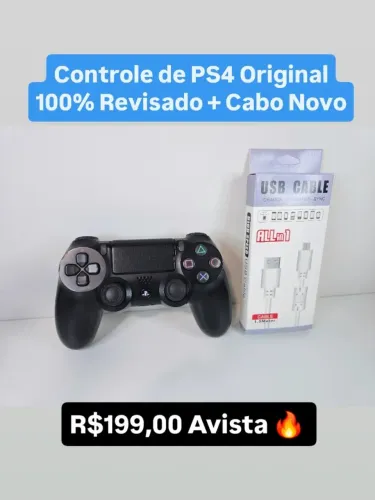 Controle de PS4 Original + Cabo + Garantia Astra Games !!!