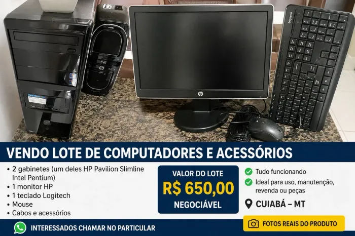 VENDO LOTE DE COMPUTADORES E ACESSÓRIOS - CUIABÁ/MT