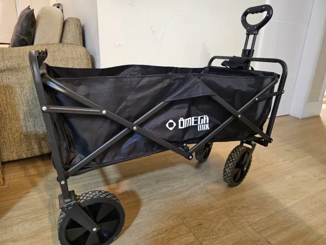 Carrinho Dobrável Multiuso C/ Rodas e Bolsa 86x50cm Até 120kg