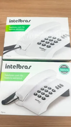 06 Telefones Intelbras PLENO - com fio, na caixa, sem uso