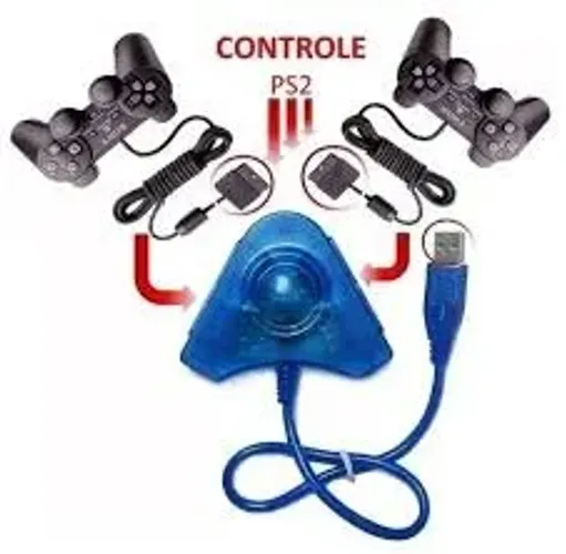 controle de ps2 original com adaptador + controle de pc