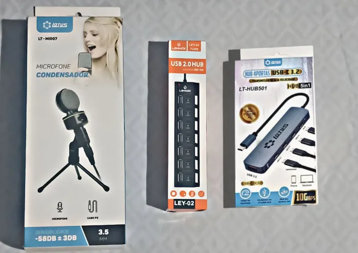 Microfone de mesa + 2 HUBs