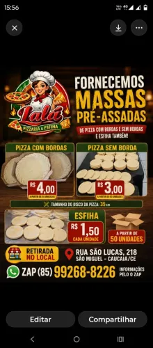 Fornecemos massas pré assadas