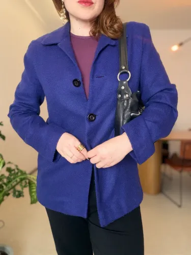 Casaco Tweed M YUCCY em Lã Batida Azul Royal