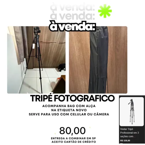 Tripé fotográfico para câmera e celulares novo 