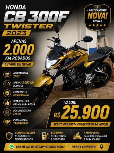 HONDA CB 300F TWISTER 2023 ? APENAS 2.000 KM!