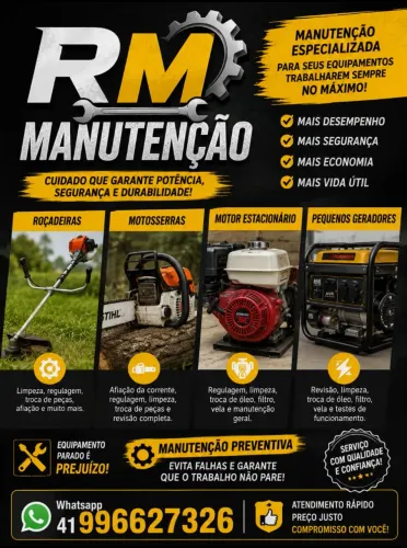 Conserto e manutenção de roçadeiras, motosserras, motor estacionados e geradores
