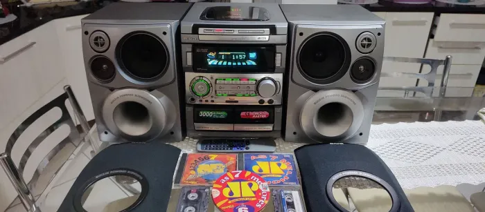 Aparelho de som Mini system aiwa nsx s909 Tokio Japan Sony Philips gradiente jvc cce sharp