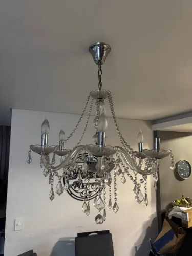 Lustre de Cristal Clássico 5 Braços - Elegante e Sofisticado