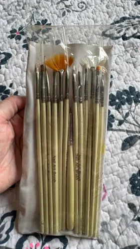 Kit Pincéis de Unha Nail Art 15 Peças com Estojo