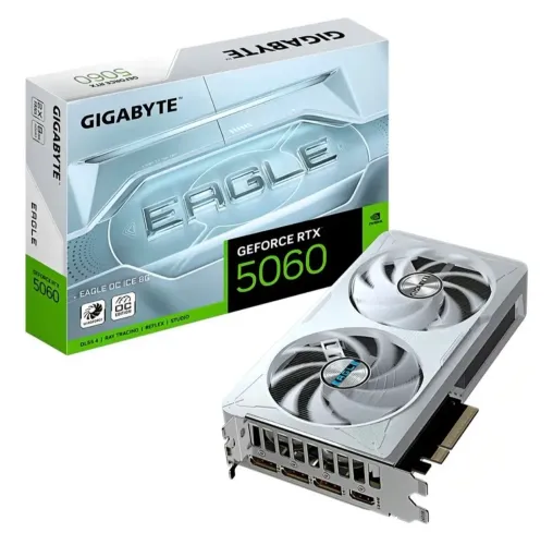 Placa de Vídeo Gigabyte GeForce RTX 5060 Eagle OC ICE 8GB - Branca. Obs: LACRADA