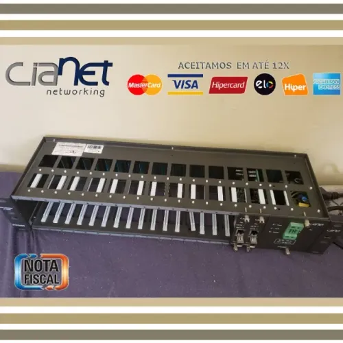 Rack Conversor de Mídia da Cianet (Fibra Ótica x Rede) Fonte+2 Placas, Noviss, Gar, Troco!
