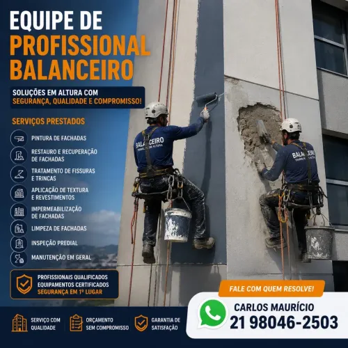 Balanceiro pintura de prédio fachada