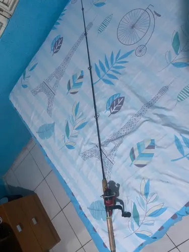 Vara de pescar com molinete