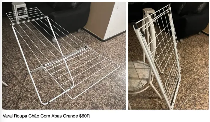 Varal Roupa Chão Com Abas Grande