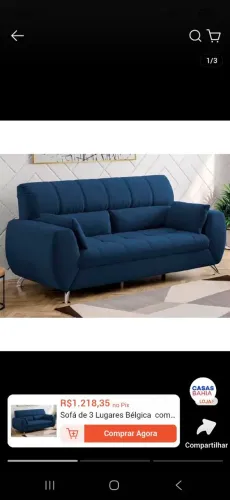 Sofá de 3 Lugares Bélgica  com 204 cm de Largura e Revestido em Tecido Suede Linoforte