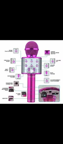 Microfone bluetooth cor rosa ( novo)