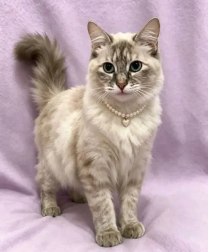 Gato fêmea mix de angorá com siamês com 9 meses