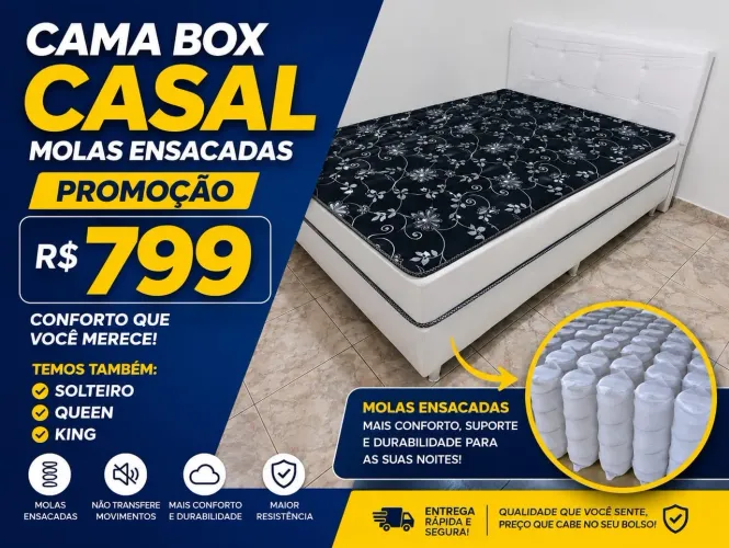 Box casal conjugada em molas ensacadas