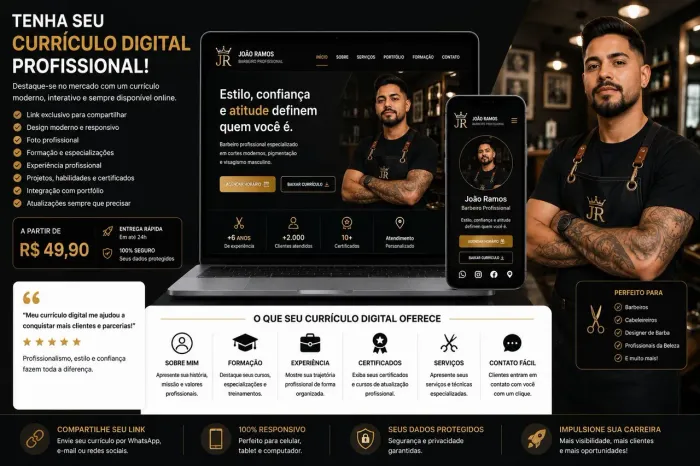 Currículo Digital Profissional | Site Pessoal para Emprego