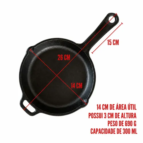 Conjunto 17Frigideiras Servir Porções Ferro Fundido 14cm<br>