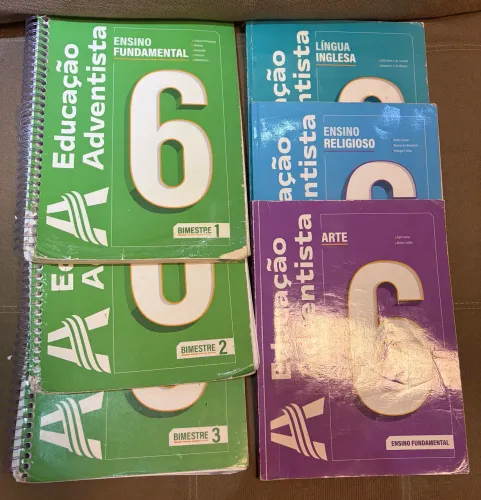 Kit de livros didáticos da Educação Adventista (CPB) para o 6º Ano do Ensino Fundamental.