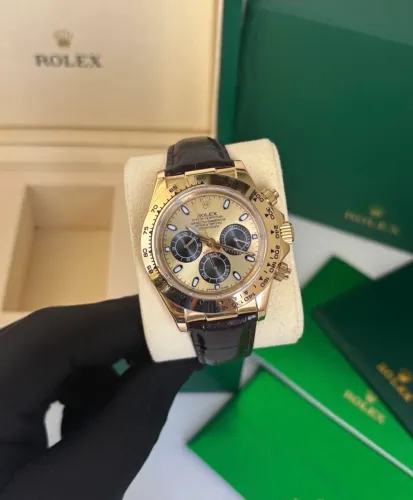 Relógio Daytona 40mm Automático Vidro Safira Couro Premium AAA+ Acompanha Caixa
