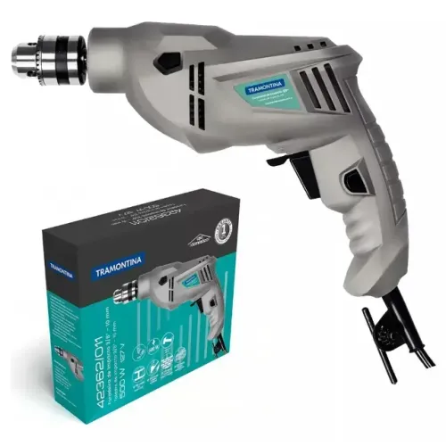 Furadeira de Impacto 3/8 500W 127v Cinza Tramontina - Nova a pronta entrega