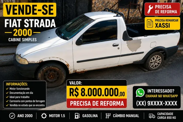 Fiat Strada Working 1.5 MPI 8V CE (álcool) 2000