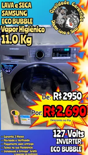 LAVA e SECA SAMSUNG SEMINOVA 11.0Kg Vapor Higiênico Entrega e Instalação Grátis*!
