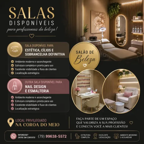 Alugo salas para serviços de estética em salão de beleza