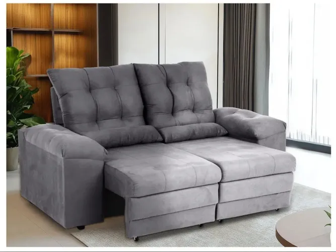 Sofá 2 Lugares Retrátil Reclinável Suede Phormatta Colômbia SMP<br>