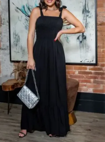 Vestido Feminino Longo de Alças ajustáveis Lastex Elegante Verão/Inverno DUNA PREMIUM