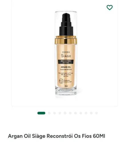 Óleo de argan para cabelos da Eudora Siage .