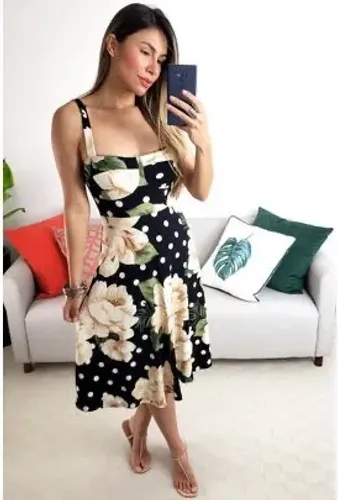 Vestido Midi Chita Poá da marca FARM.