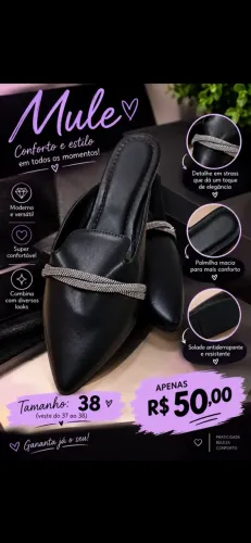 Sandália Mule na caixa