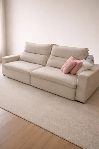 Sofá Grande de Linho 2,70m - Super Confortável - Ótimo Estado