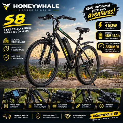 Bicicleta Eletrica Honeywhale S8 NOVA