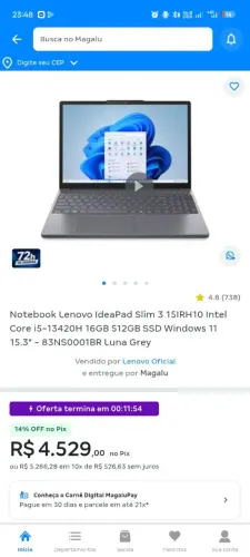 Notebook Lenovo/na garantia da loja ainda