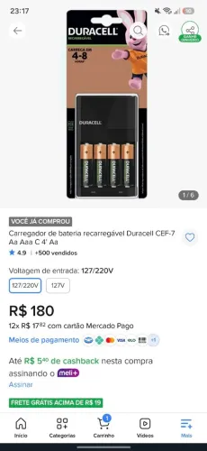 Carregador duracell