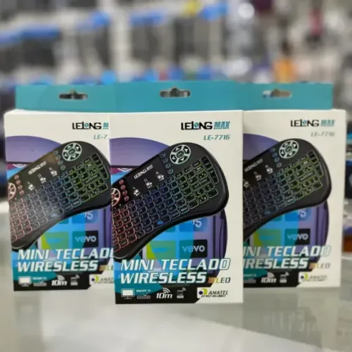 Mini Teclado Wireless LED LELONG MAX LE-7716 para TV, PC, Notebook