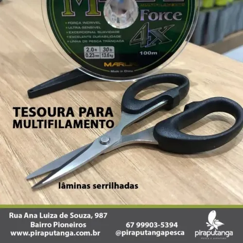 Tesoura para Linha Multifilamento (Lâmina Serrilhada) Tesoura de Pesca