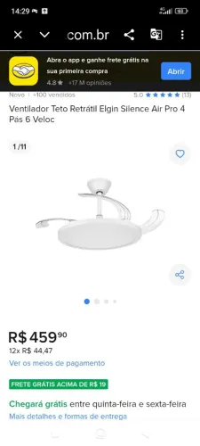 Ventilador de teto retrátil 