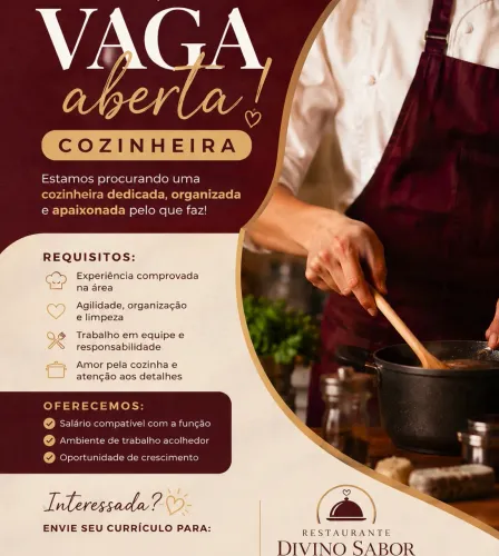 Vaga para Cozinheira