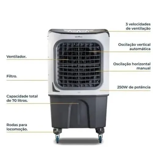 Climatizador de Ar 70 Litros BRITÂNIA 4 em 1 127v Novo