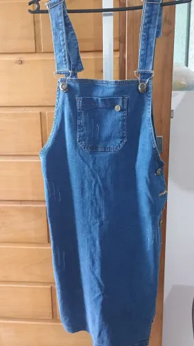Jardineira feminina jeans 36