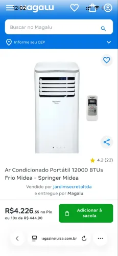 Ar condicionado portátil 12 mil Btu Springer