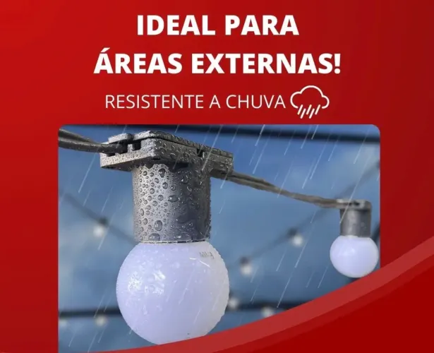20m de Varal de luzes branco quente resistente à chuva