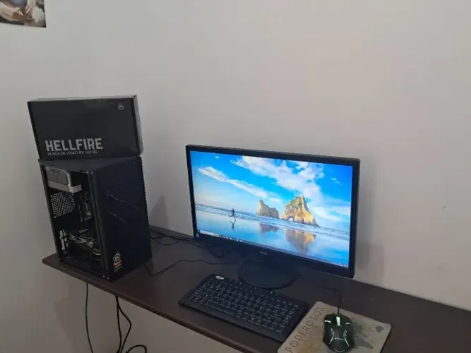 SETUP GAMER COMPLETO - i7, RX 580 8GB, SSD NVMe, Monitor AOC + Periféricos (Pronto pra usa
